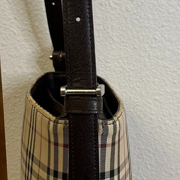 Burberry House Check and Brown Leather Shoulder Bag - Picture 4 of 16